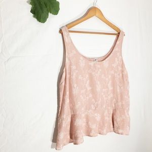 (2/$25 Sale) Old Navy | Pink Floral Peplum Tank